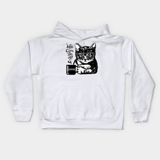 Funny Cat Motivated by Coffee Kids Hoodie